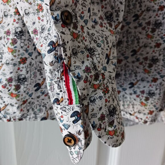 Horst Mens Long Sleeve Dress Shirt Skulls Lightening Gothcore Halloween Size XL - Picture 5 of 9